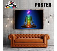 POSTER MEDITAZIONE COLORI CHAKRA BENESSERE SALUTE RIPOSO UOMO DONNA AURA