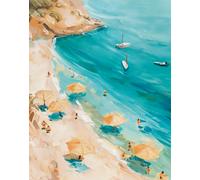 Poster Mediterranean Beach Paradise - Summer Wall Art - 12X16/16X20/18X24/24X36