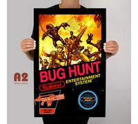 Poster Metal Del Film Aliens Bug Hunt Arte Vintage Yautja Aliens Xenomorph SNES.