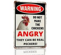 Poster Metallo Warning Do Not Make The Chickens Angry Chicken Targa in