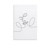 Poster minimalista astratto su tela, motivo: coppia che si baciano, decorazione artistica da parete per ufficio e casa, idea regalo, 20 x 30 cm