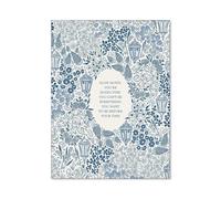 poster Modern Boho Poster, Slow Down You're Doing Fine, Blue and White Floral Inspirational Canvas Art for Living Room Decor(Framed,08x12inch(20x30cm))