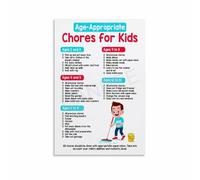 poster Modern Chore Chart for Kids, Minimalist Design for Age-Appropriate Tasks, Stylish Family Organization Print for Living Room, Office, Nursery Decor(Unframed,16x24inch(40x60cm))
