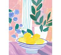 Poster Modern Still Life Limons - Ciotola a righe Wall Art...