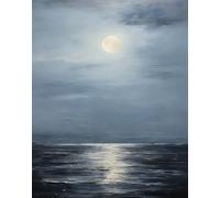 Poster Moonlit Ocean Serenity - Paesaggio marino notturno Wall Art -...