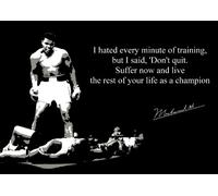 Poster motivazionale di Muhammad Ali, autografato, con testo [in inglese]