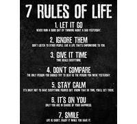 Poster motivazionale "Home Office 7 Rules of Life", stampato su carta di alta qualità, dimensioni 27,9 x 35,5 cm, stampa perfetta per camera da letto