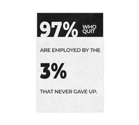 Poster motivazionale in bianco e nero con scritta motivazionale "Never Gave Up", stampa artistica da parete moderna per soggiorno e camera da letto, 60 x 90 cm
