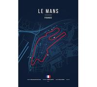 Poster MotoGP Circuit du Mans - Poster decorativo sportivo meccanico - design blueprint rosso - disponibile in formato A4, A3 e A2 - Regalo per fan moto/corsa (A4 (21 x 29,7)