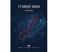 Poster MotoGP Circuit TT Assen - Poster decorativo sportivo meccanico - Design blueprint rosso - Disponibile in formato A4, A3 e A2 - Regalo Fan Moto/Corsa Paesi Bassi (A4 (21x29,7))