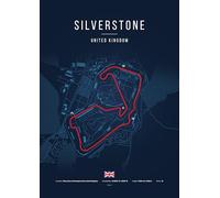 Poster MotoGP Circuito di Silverstone - Poster decorativo sportivo meccanico - Design Blueprint Rosso - Disponibile in formato A4, A3 e A2 - Regalo Fan Moto/Corsa Regno Unito (A4 (21 x 29,7)