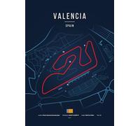 Poster MotoGP Circuito di Valencia - Poster decorativo sportivo meccanico - Design blueprint rosso - Disponibile in formato A4, A3 e A2 - Regalo Fan Moto/Corsa Spagna (A4 (21x29,7))