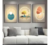 Poster Murali di Arte della Parete su Tela, Pittura Decorativa del Trittico del Soggiorno E della Camera da Letto, Immagine Riflettente di Evidenziazione di Cristallo, Cornice Nera, H, 50x70x3cm