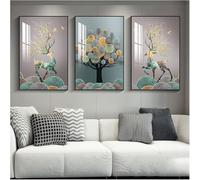 Poster Murali di Arte della Parete su Tela, Pittura Decorativa del Trittico del Soggiorno E della Camera da Letto, Immagine Riflettente di Evidenziazione di Cristallo, Cornice Nera, C, 40x60x3cm