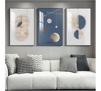 Poster Murali di Arte della Parete su Tela, Pittura Decorativa del Trittico del Soggiorno E della Camera da Letto, Immagine Riflettente di Evidenziazione di Cristallo, Cornice Nera, N, 40x60x3cm