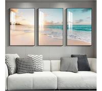 Poster Murali di Arte della Parete su Tela, Pittura Decorativa del Trittico del Soggiorno E della Camera da Letto, Immagine Riflettente di Evidenziazione di Cristallo, Cornice Nera, X, 40x60x3cm