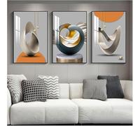 Poster Murali di Arte della Parete su Tela, Pittura Decorativa del Trittico del Soggiorno E della Camera da Letto, Immagine Riflettente di Evidenziazione di Cristallo, Cornice Nera, Q, 50x70x3cm