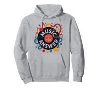 Poster Music is The Answer retrò in Vinile Felpa con Cappuccio, Unisex per Adulti, Grigio Melange, XXL