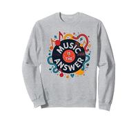 Poster Music is The Answer retrò in Vinile Felpa, Unisex per Adulti, Grigio Melange, XXL