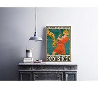 Poster musicale con scritta "All Women are Created Equal Only The Coolest Play Saxophone Girl", poster artistico da parete, decorazione da parete, poster in metallo, 20 x 30 cm