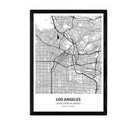 Poster Nacnic con la mappa di Los Angeles - Stati Uniti d'America. Fogli città degli Stati Uniti con i mari e fiumi, in colore nero. formato A3