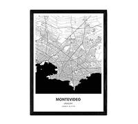 Poster Nacnic con la mappa di Montevideo - Canada. Fogli città degli Stati Uniti con i mari e fiumi, in colore nero. formato A3