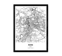 Poster Nacnic con la mappa di Roma - Italia. Fogli città in Italia con mari e fiumi, in colore nero. formato A4