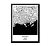 Poster Nacnic con la mappa di Toronto - Canada. Fogli città in Canada con i mari e fiumi, in colore nero. formato A3