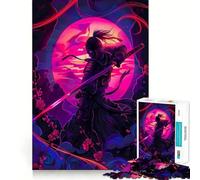 Poster Ninja Neon Puzzle da 1000 pezzi per adolescenti Puzzle Logic Train Giocattolo Antistress Taglio Liscio Regalo Memorabile (38x26cm)