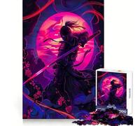 Poster Ninja Neon Puzzle da 1000 pezzi per adolescenti Puzzle Logic Train Giocattolo Antistress Taglio Liscio Regalo Memorabile (38x26cm)