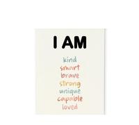 poster Nursery & Kids Room Wall Decor, I am Kind Smart Brave Affirmations Poster, Empowering Print for Classroom(Framed,12x18inch(30x45cm))