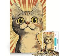 Poster originale del gatto sorpreso, puzzle da 1000 pezzi per adolescenti, gioco di logica, antistress, bordo di qualità, articolo dei desideri di Babbo Natale (38x26cm)