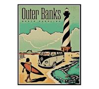 Poster Outer Banks Wall Art - scena di spiaggia vintage qualità premium
