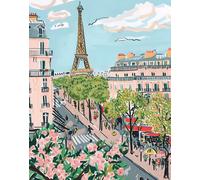 Poster Paris Eiffel Tower Street - French City Wall Art -...