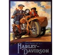 Poster passeggero Harley Davidson Sidecar Retro Rider - 12X16/16X20/18X24/24X36