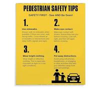poster Pedestrian Safety Poster for Kids - Children's Street Crossing Educational Chart, School Classroom or Daycare Wall Art Decor(Unframed,12x18inch(30x45cm))