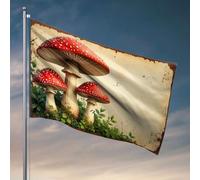 Poster per dormitorio universitario per ragazzi, funghi rossi con macchie bianche nella foresta. Bandiera estiva bandiere decorative per la casa (30 x 45 cm)