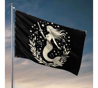 Poster per dormitorio universitario per ragazzi, sirena che tiene una spada circondata da stelle. Bandiera estiva bandiere decorative per la casa (152 x 244 cm)