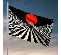 Poster per dormitorio universitario per ragazzi, strisce bianche e nere che portano a un cerchio rosso. Bandiere per stanza bandiere divertenti per i ragazzi (120 x 180 cm)