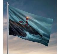 Poster per dormitorio universitario per ragazzi, un faro è alto in mezzo ai mari tempestosi. Bandiera estiva bandiere decorative per la casa (120 x 180 cm)