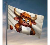 Poster per dormitorio universitario per ragazzi, un toro dei cartoni animati che tiene un rotolo di carta igienica. Bandiere per stanza bandiere divertenti per i ragazzi (152 x 244 cm)