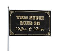 Poster per dormitorio universitario Questa casa corre sul caffè e il caos, poster divertenti per dormitorio universitario, decorazione per bar (30 x 45 cm)