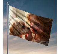 Poster per dormitorio universitario ragazza e il suo adorabile cane bandiera palestra bandiera uomo cabina decorazione (30 x 45 cm)