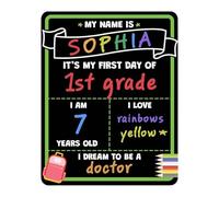 Poster Per Il Primo Giorno Di Scuola | Lavagna Riutilizzabile Su Doppio Lato | Decorazione Ricordo A Cole Per Studenti, Bambini, Ragazze, Prescolari E Alunni