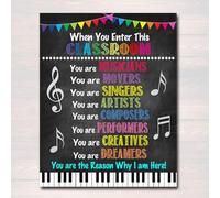 Poster per insegnante di musica, decorazione in classe, insegnante di teatro, arti dello spettacolo, musica in questa classe regole segno aula cartello cartello in metallo targa 30,5 x 20,3 cm