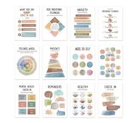 Poster per la calma in classe - 12 grafici emotivi, decorazioni per pareti della stanza, display per la gestione dello stress | Materiale in carta patinata di alta qualità, pratici articoli per angoli