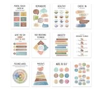 Poster per la salute mentale - Arte da parete positiva per la terapia, decorazione per il benessere mentale, 12 x decorazione lenitiva per la classe, poster per la cura personale, stampa rec