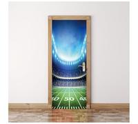 Poster Per Porte 3D Adesivo Per Porta Campo Da Football Americano Con Luci Blu 95X215Cm Autoadesivo Per Home Decor Impermeabile Wall Murale Per Soggiorno Camera Da Letto Cucina Bagno Adesivi Poster
