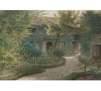 Poster percorso giardino casetta in pietra arte da parete -...