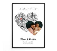 Poster personalizzabile Incontro di coppia - Regalo per coppie, uomini e donne - Poster con mappa della città dove tutto è iniziato - Compleanno, San Valentino, matrimonio - Cornice personalizzabile